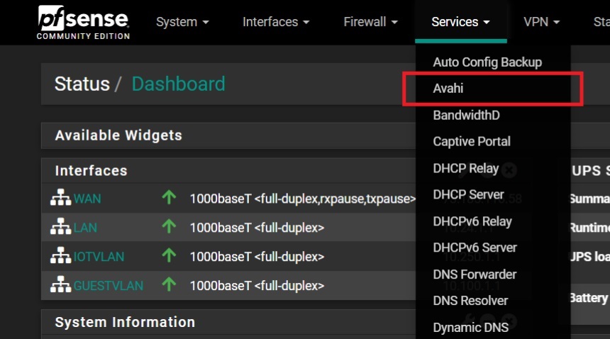pfSense Avahi